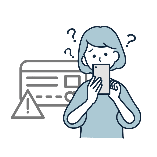海外のオンラインショップで手続きに困っている人のイラスト