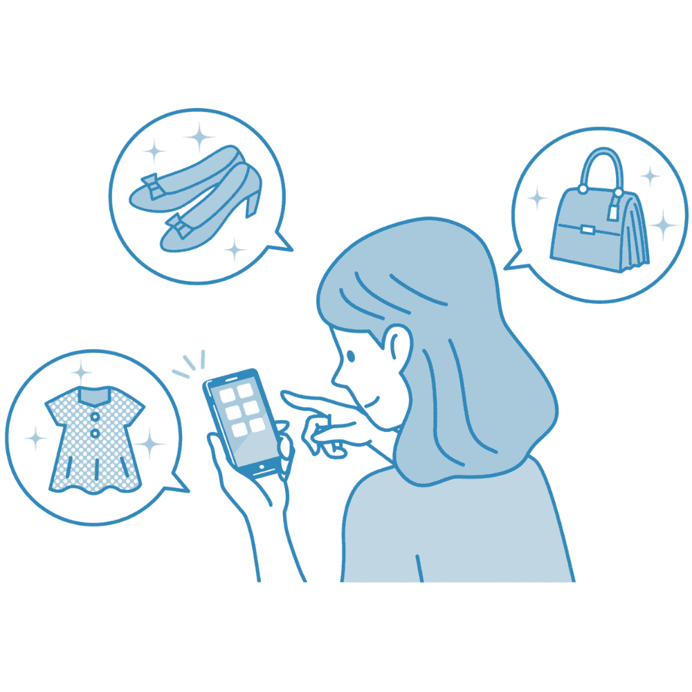 スマホで海外通販を楽しんでいる人のイメージ