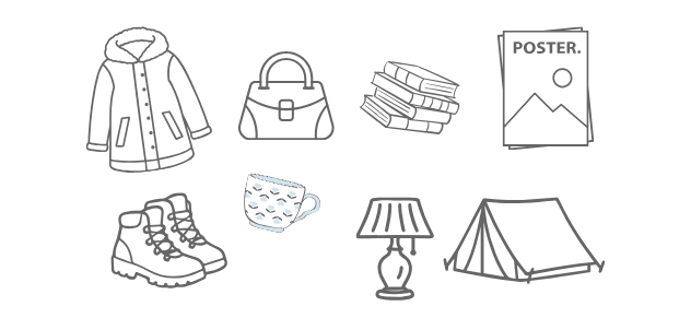 2kg以下で発送できるアイテムの例を示したイラスト